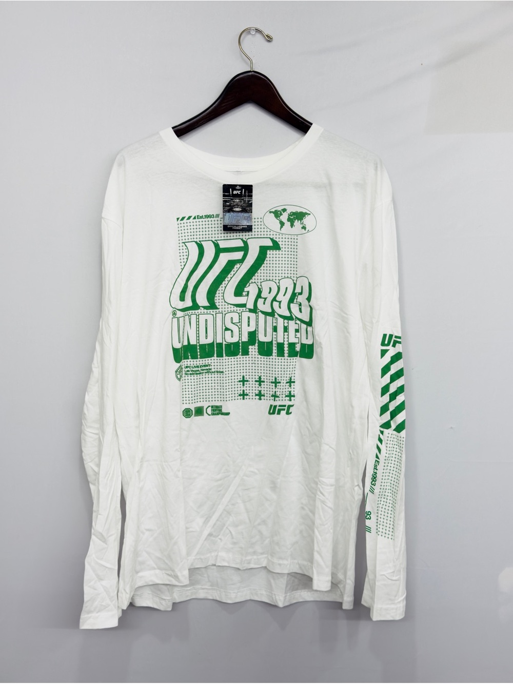 NWT UFC Undisputed 1993 Long Sleeve Shirt White/Green Men's Size 2XL